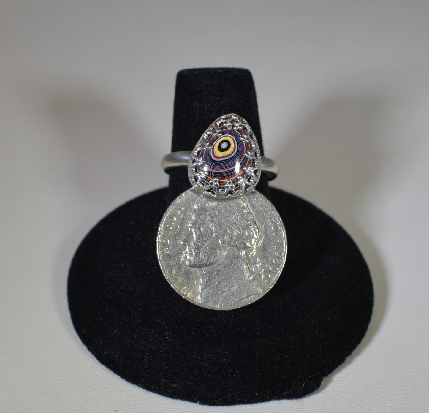 Fordite Ring, Size 7, Solid 925 Silver, Vet Fordite,  Fordite Ring, USA Made Artisan Fordite Jewelry