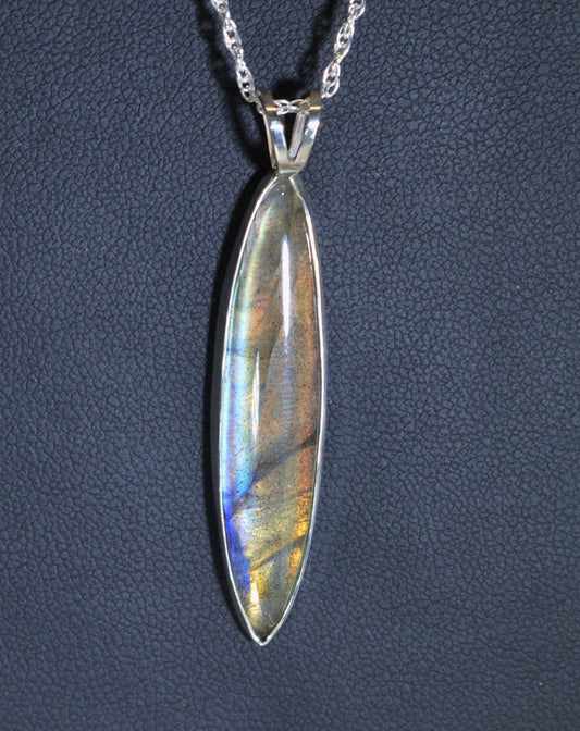 Labradorite Necklace, Solid Sterling Silver, W/O