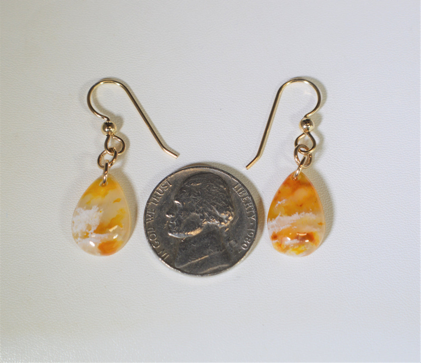 Agate Earring, Gold Filled Ear Wires, Oregon Yellow Plume Agate Earrings, Rare Agate Earring, Beautiful Color
