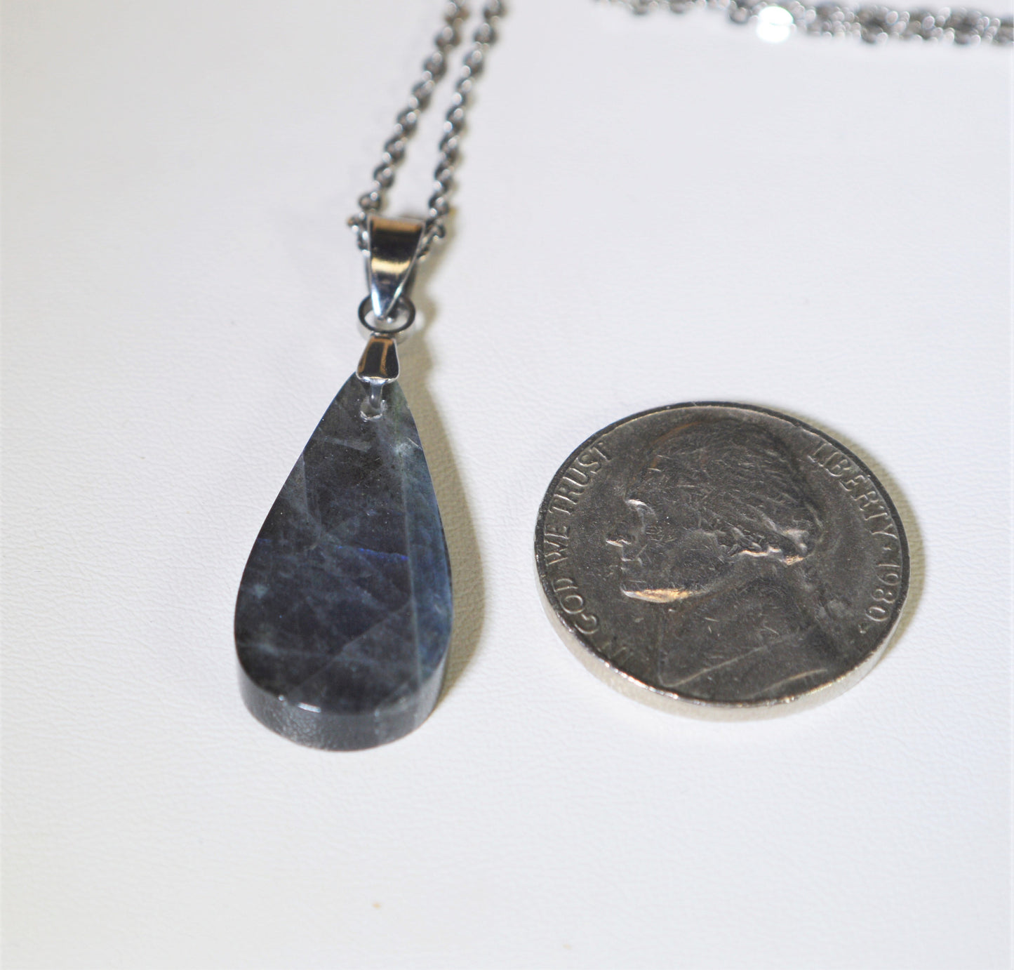 Labradorite Necklace, Blue Flash Labradorite, Labradorite Pendant, W/O