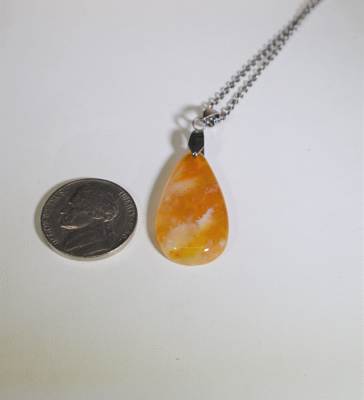 Stinking Water Plume Agate Necklace, Oregon Agate Necklace, Oregon Agate, Natural Yellow Agate, W/O