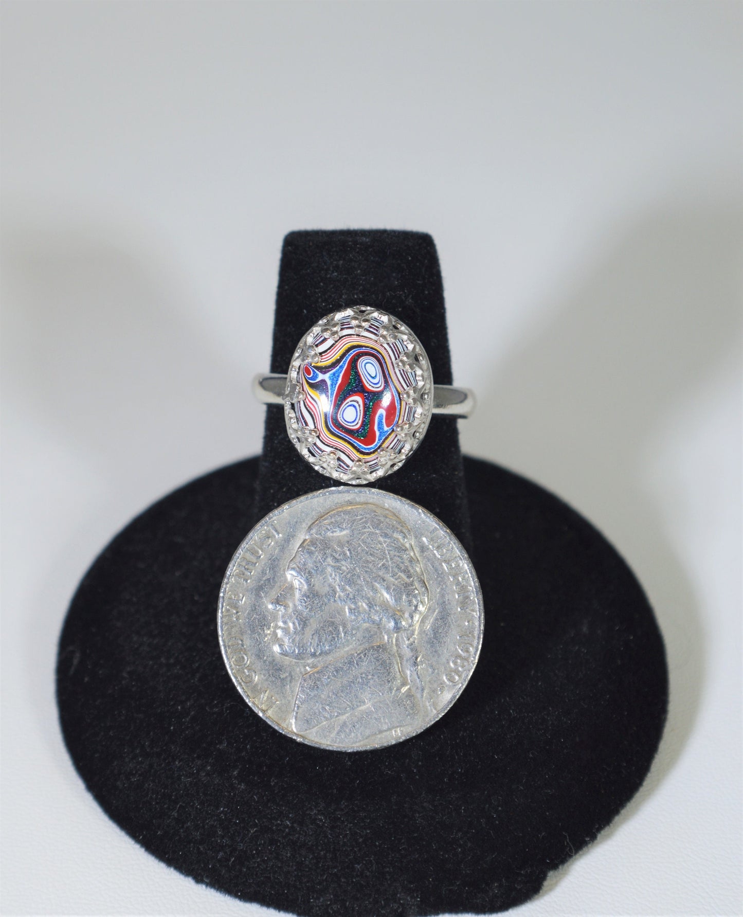 Fordite Ring, Silver Fordite Ring, Semi Truck Fordite, Ohio Motor Agate, W/O