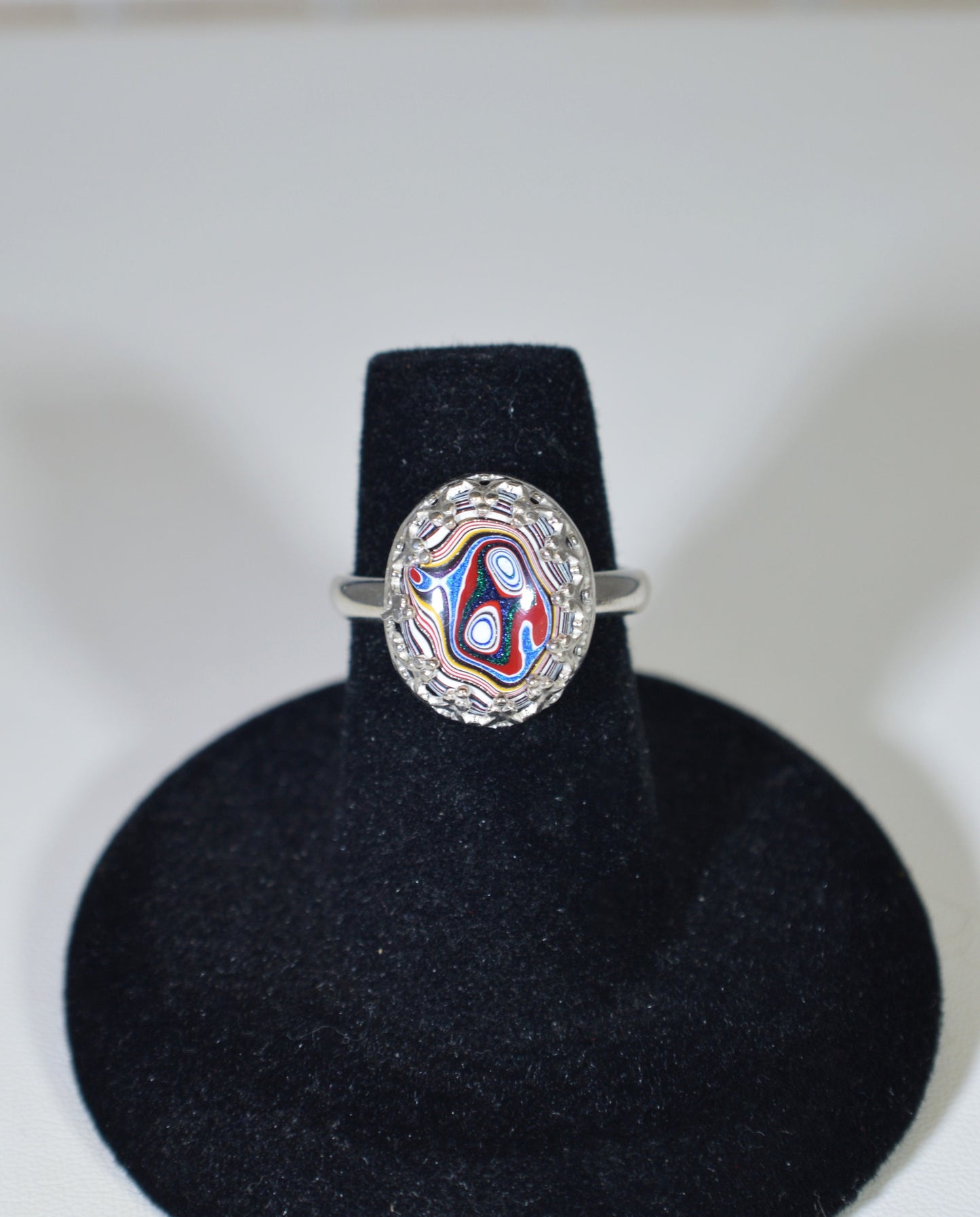 Fordite Ring, Silver Fordite Ring, Semi Truck Fordite, Ohio Motor Agate, W/O