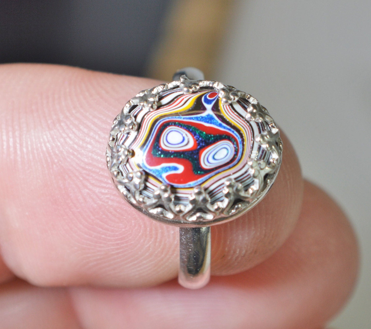 Fordite Ring, Silver Fordite Ring, Semi Truck Fordite, Ohio Motor Agate, W/O