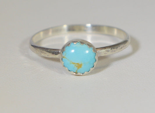 Turquoise Silver Ring, Size 6, New Mexico Turquoise, Sterling Silver, W/O