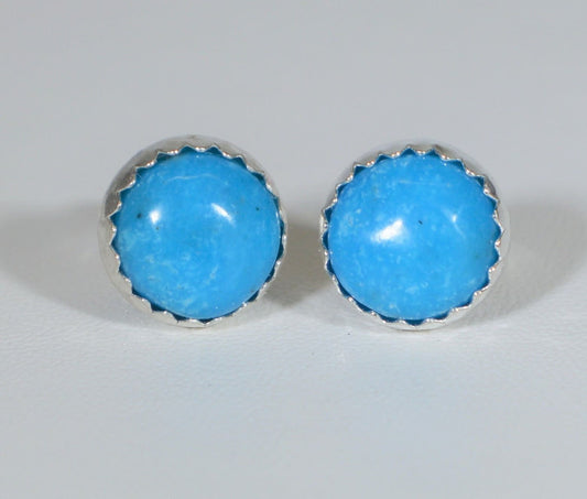 Turquoise Earring, Turquoise Studs, Kingman AZ Turquoise, Bright Blue Turquoise Post Earring, American Turquoise