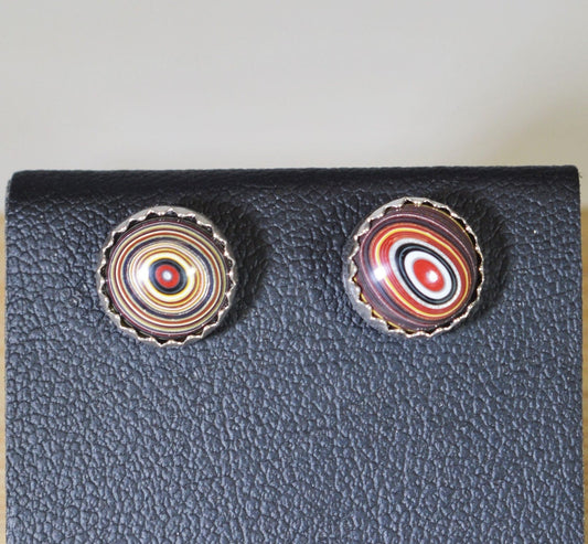 Fordite Earring, Silver Solid 925, Kentucky Fordite, Beautiful Colors and Patterns, Fordite Stud, Fordite Post Earring