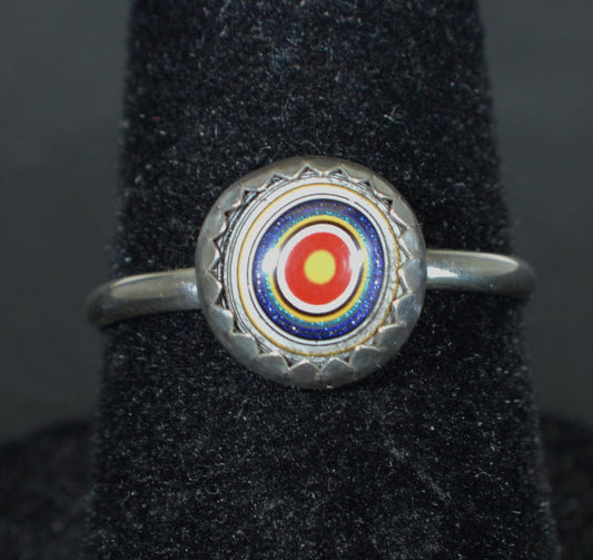 Dainty Size 6 Fordite Silver Ring