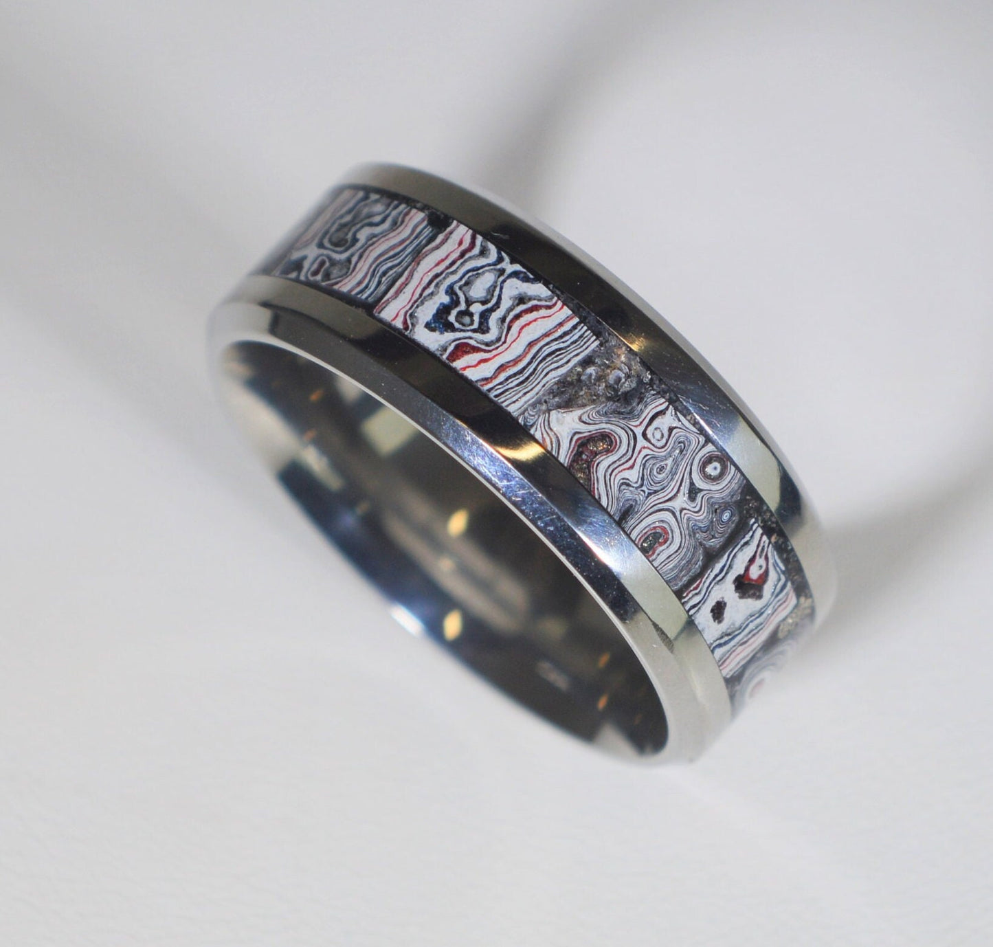 Fordite Ring, Size 8, Pick up Truck Fordite, Recycled Materials, W/O