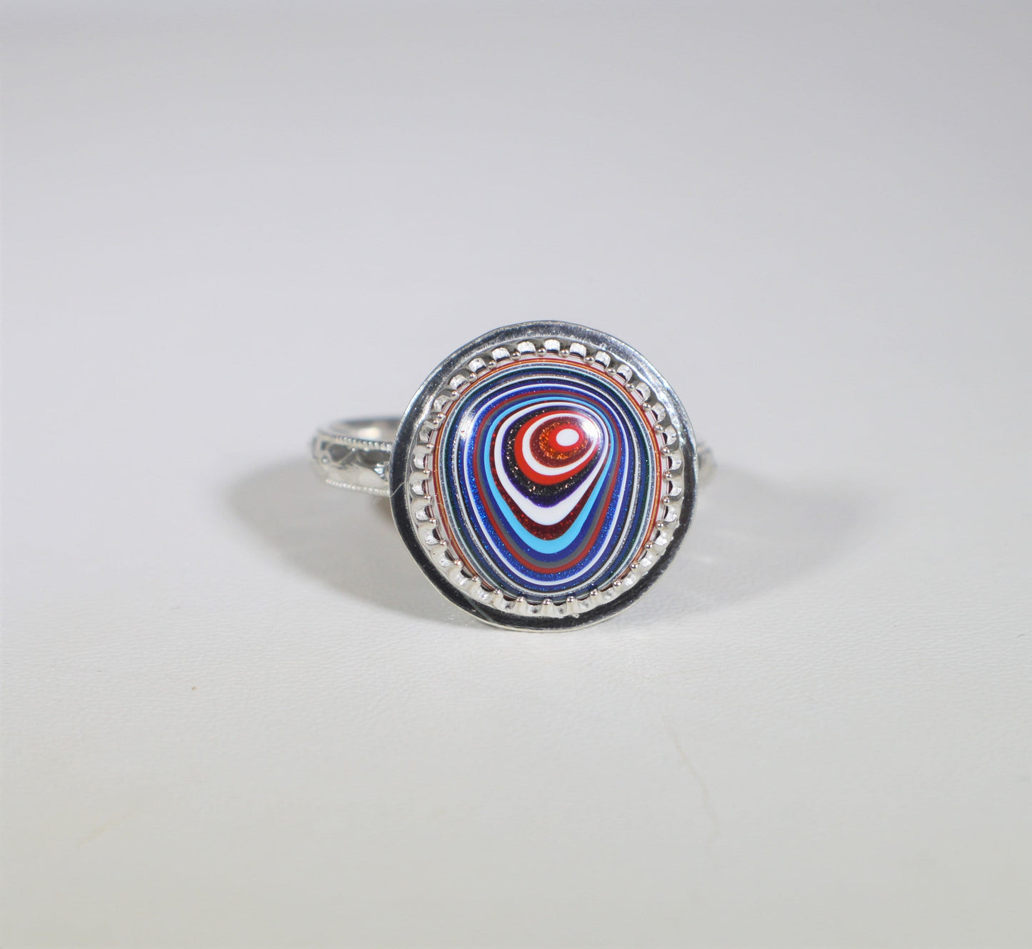 Fordite Ring, Solid 925 Silver, Upcycled Material, Unique Ring, Artisan Handcrafted, USA Handmade