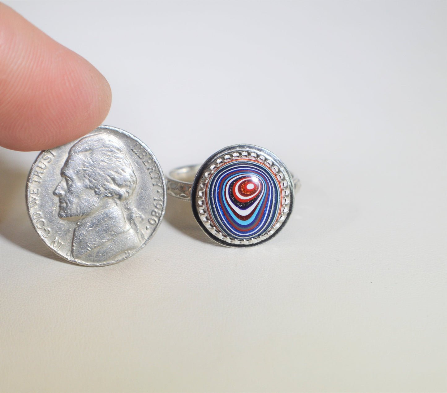 Fordite Ring, Solid 925 Silver, Upcycled Material, Unique Ring, Artisan Handcrafted, USA Handmade