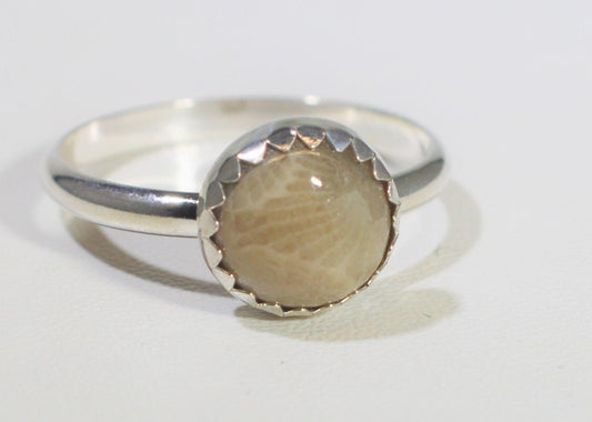 Petoskey Stone Ring, Size 6, Solid Sterling Silver 925, Petoskey Stone, Michigan Ring, Michigan State Stone, Michigan Gift