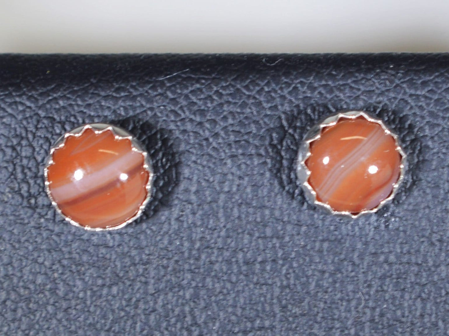 Lake Superior Agate Earring, TINY, Solid Silver