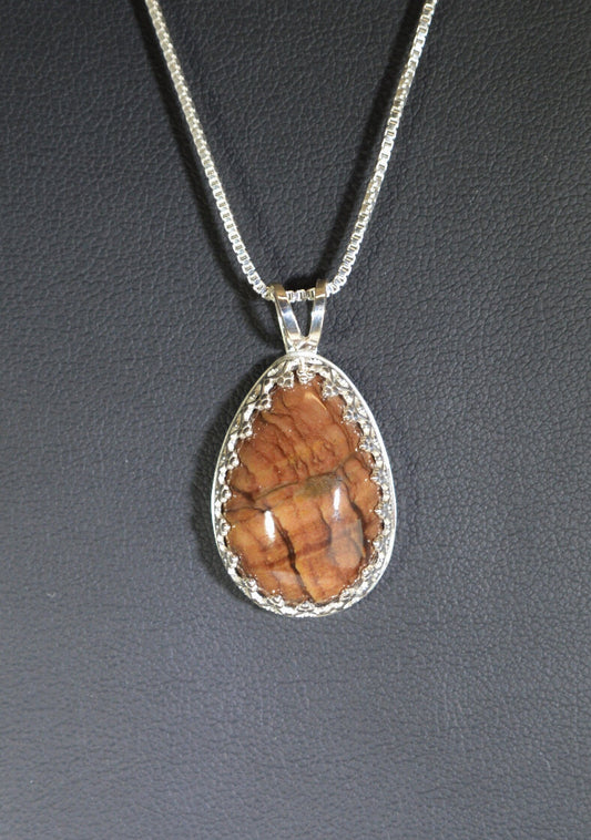 Biggs Jasper Necklace, Solid Silver 925, Natural Jasper, Brown Jasper, Picture Jasper, Biggs Jasper Pendant