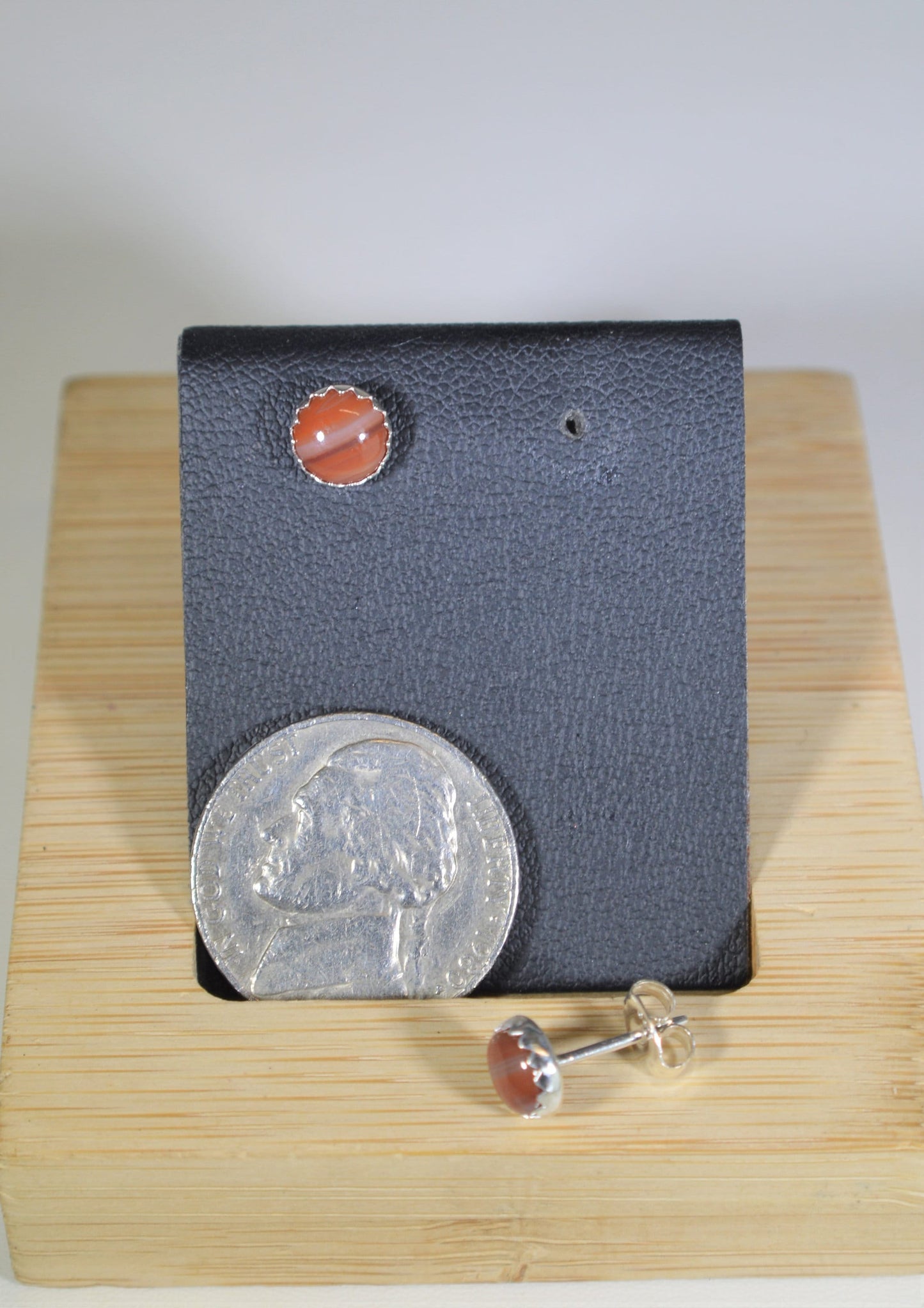 Lake Superior Agate Earring, TINY, Solid Silver